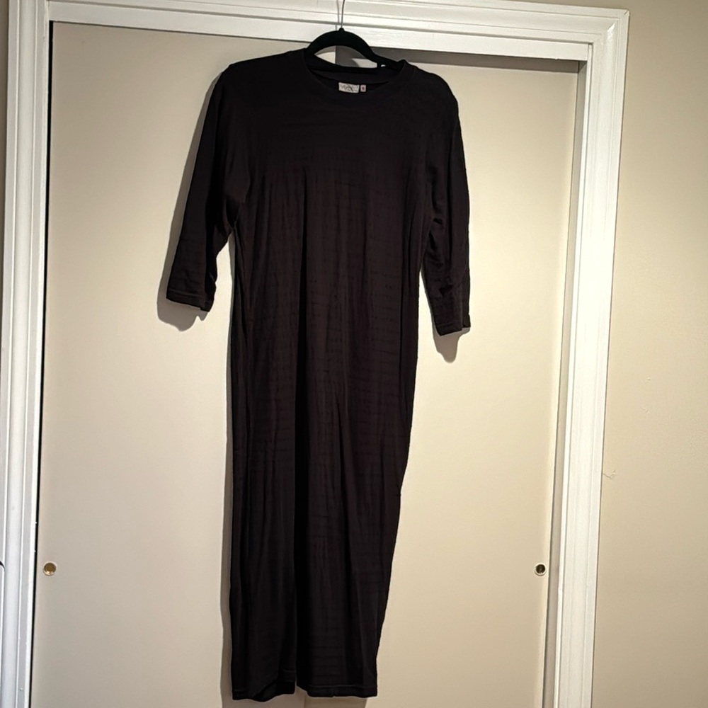Gravel & Gold Abby Black Swiss Dot Cotton T-shirt Dress